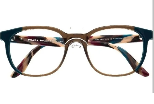 Prada Journal Eyeglasses & case VPR 04U VYK-1O1 Brown Blue Frame made in Italy 2