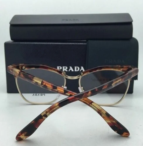 PRADA JOURNAL Eyeglasses VPR 14S UBM-1O1 53-16 Brown+Orange Havana & Matte Gold 4