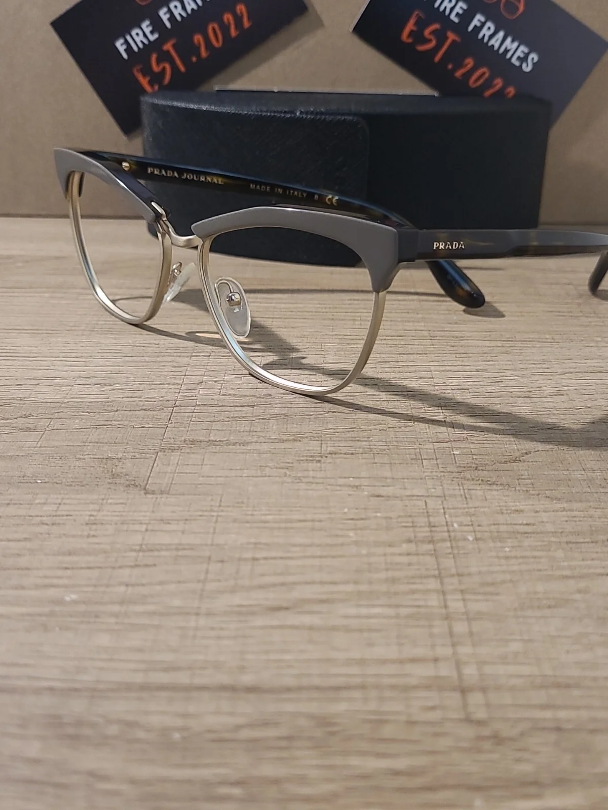 Prada Journal VPR 14S TFL-101 Grey/Tortoise Eyeglasses Frames ITALY 55-16-140