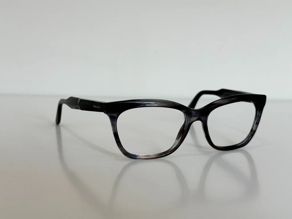 PRADA VPR 24S Journal Cat Eye Striped Blue Gray Eyeglasses Frame 53-16-140 3