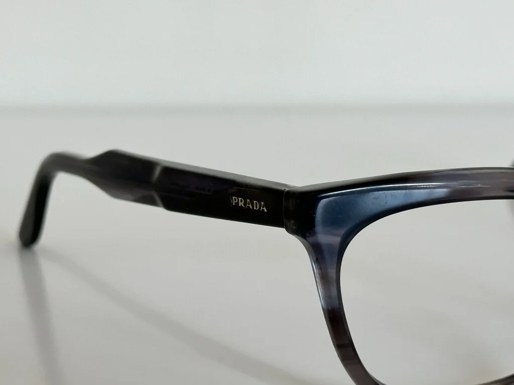 PRADA VPR 24S Journal Cat Eye Striped Blue Gray Eyeglasses Frame 53-16-140 4